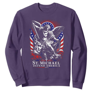 St Michael Defend America Archangel Graphic Sweatshirt Christian Faith Patriotic