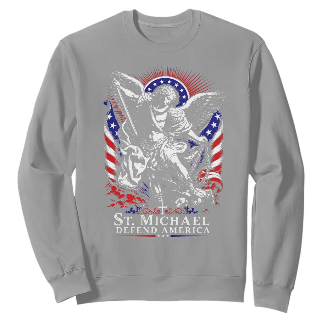 St Michael Defend America Archangel Graphic Sweatshirt Christian Faith Patriotic