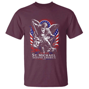 St Michael Defend America Archangel Graphic T Shirt Christian Faith Patriotic
