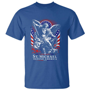 St Michael Defend America Archangel Graphic T Shirt Christian Faith Patriotic