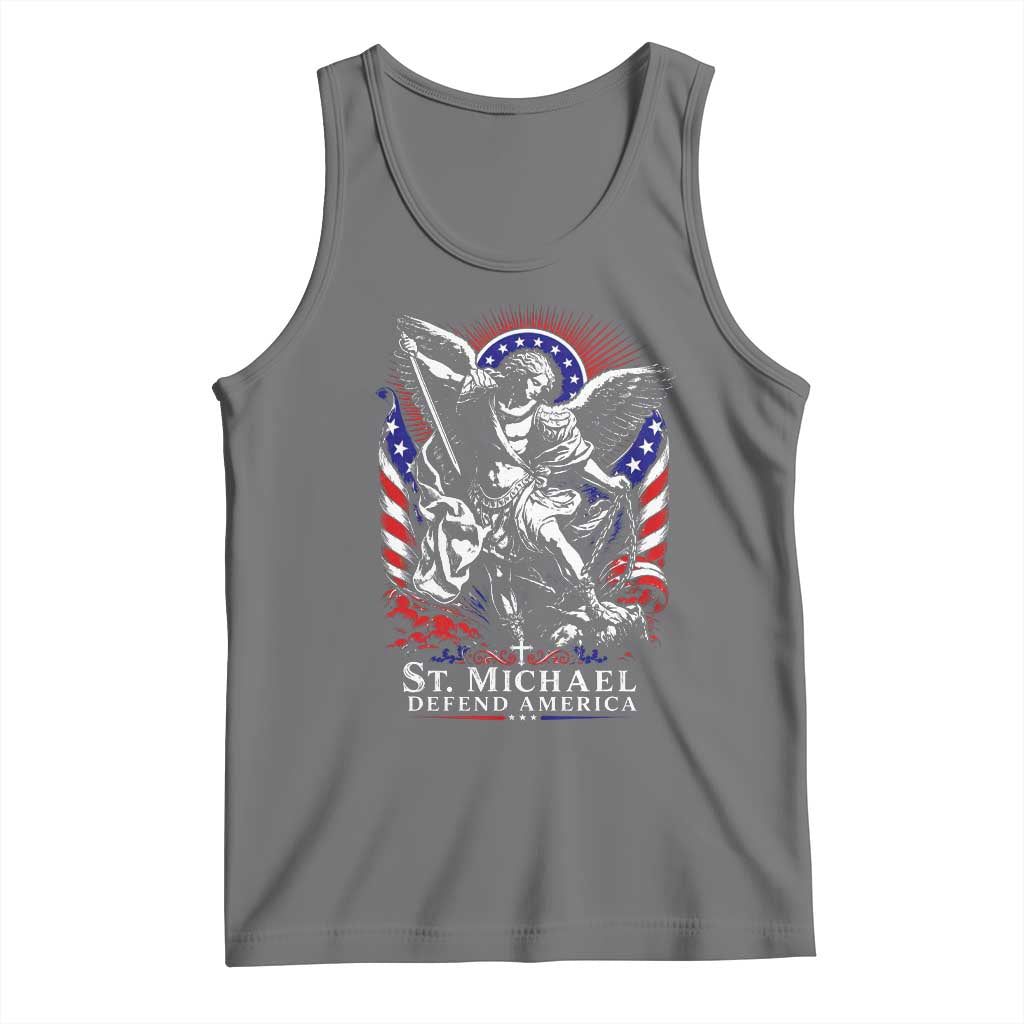 St Michael Defend America Archangel Graphic Tank Top Christian Faith Patriotic