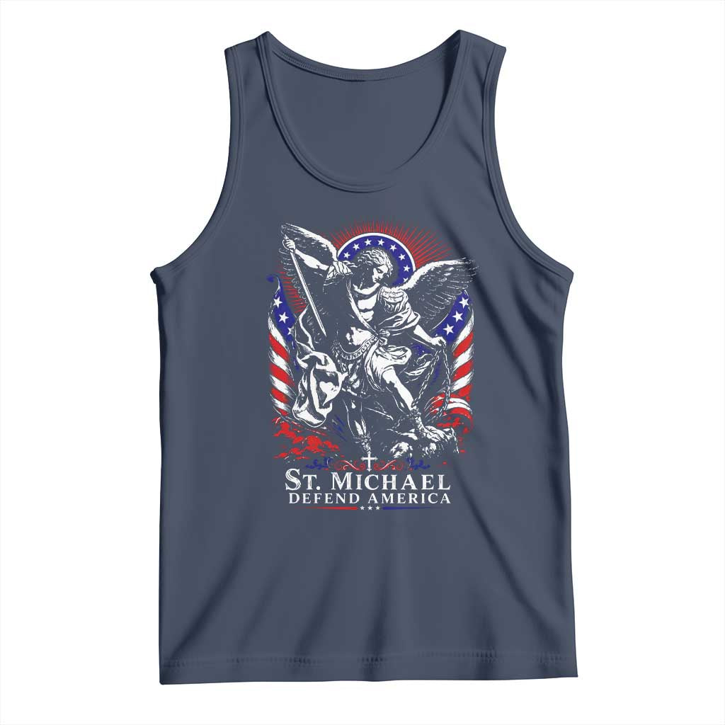 St Michael Defend America Archangel Graphic Tank Top Christian Faith Patriotic