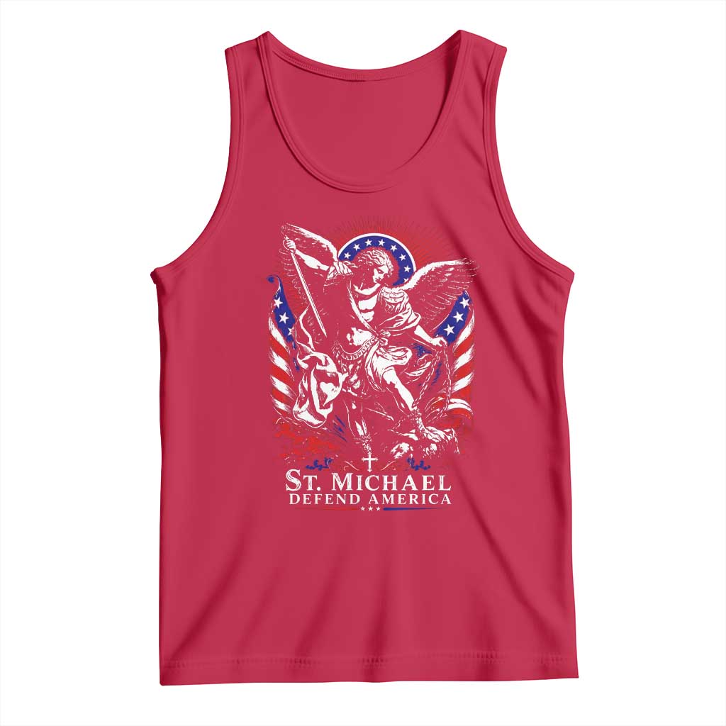 St Michael Defend America Archangel Graphic Tank Top Christian Faith Patriotic