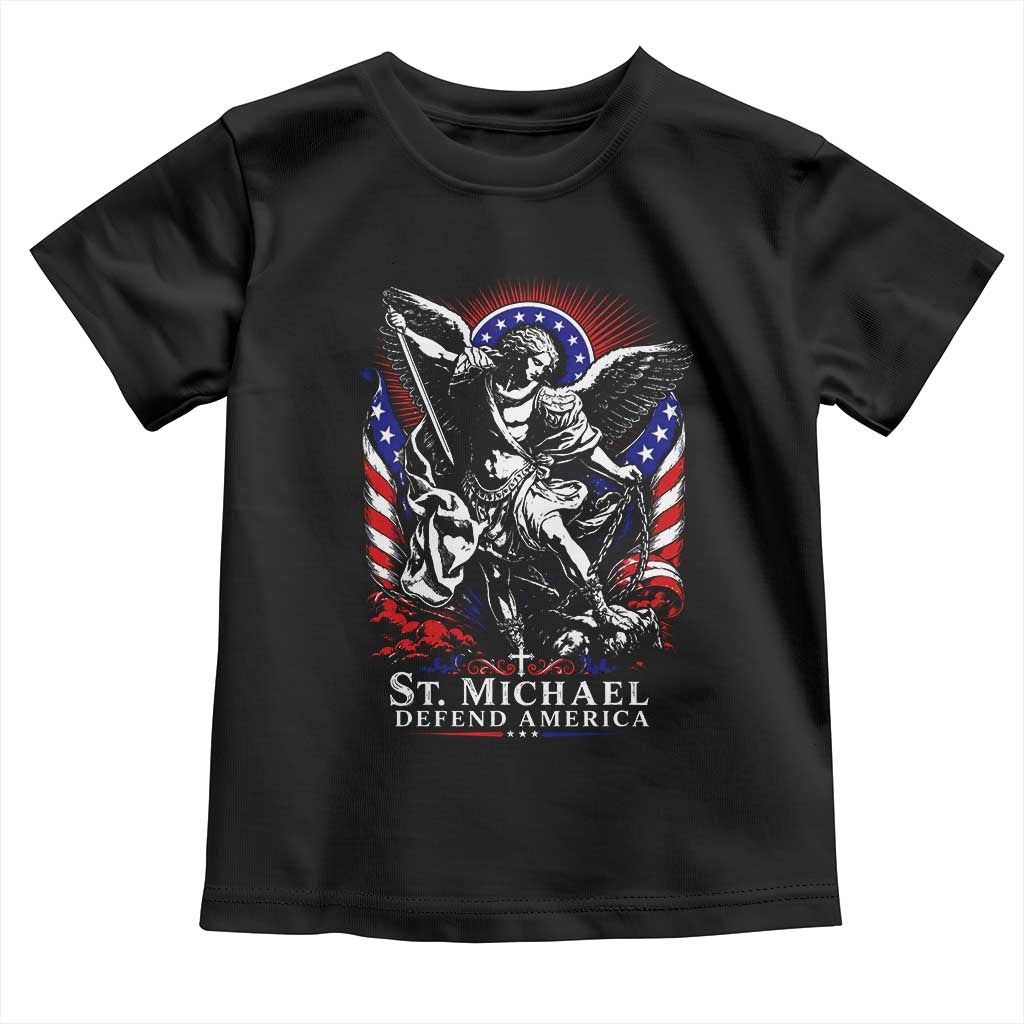 St Michael Defend America Archangel Graphic Toddler T Shirt Christian Faith Patriotic