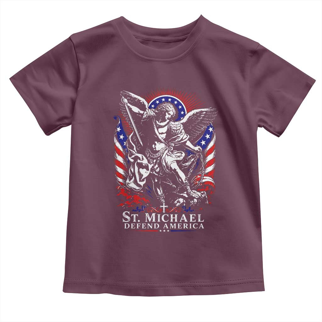 St Michael Defend America Archangel Graphic Toddler T Shirt Christian Faith Patriotic