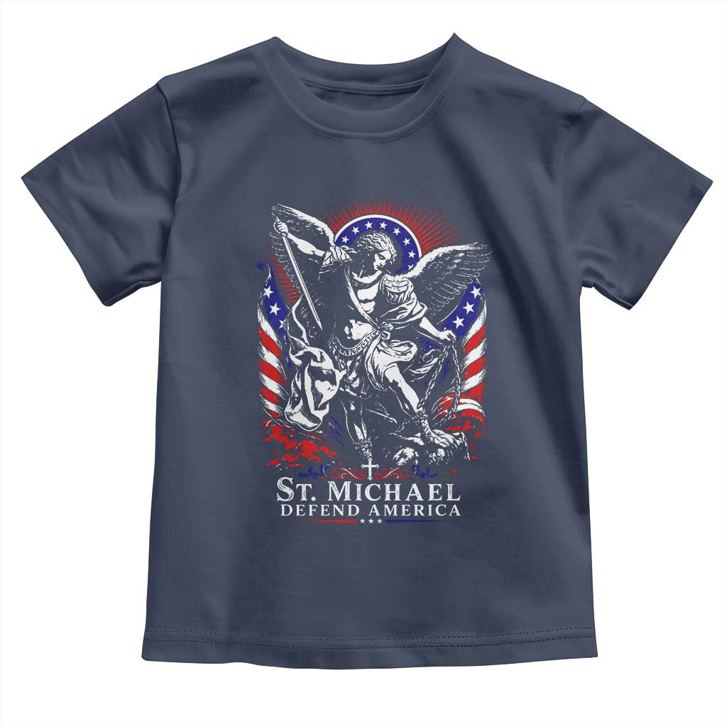 St Michael Defend America Archangel Graphic Toddler T Shirt Christian Faith Patriotic