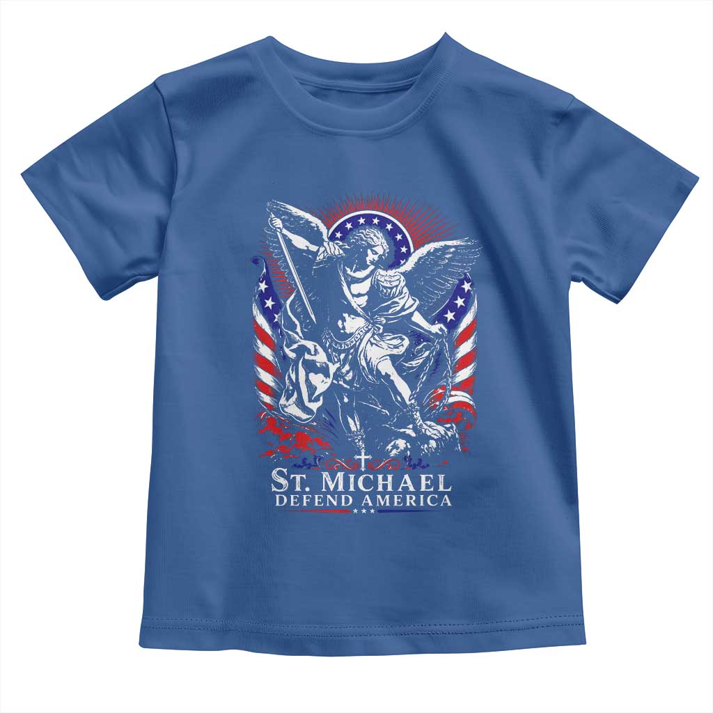 St Michael Defend America Archangel Graphic Toddler T Shirt Christian Faith Patriotic