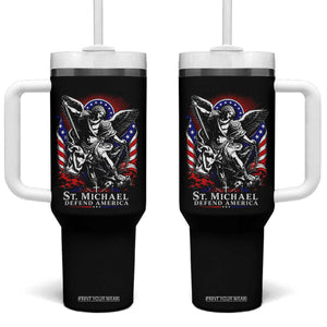 St Michael Defend America Archangel Graphic Tumbler With Handle Christian Faith Patriotic