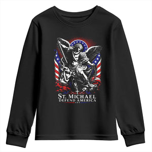 St Michael Defend America Archangel Graphic Youth Sweatshirt Christian Faith Patriotic