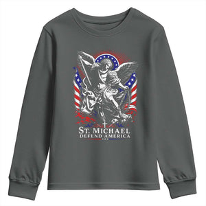 St Michael Defend America Archangel Graphic Youth Sweatshirt Christian Faith Patriotic