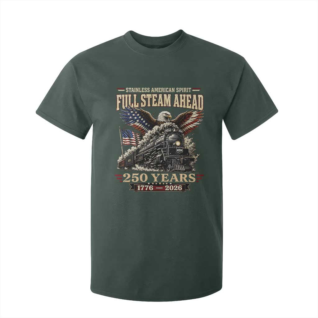 Full Steam Ahead Patriotic Bald Eagle T Shirt For Kid Vintage Stainless American Spirit Steam Locomotive Heritage