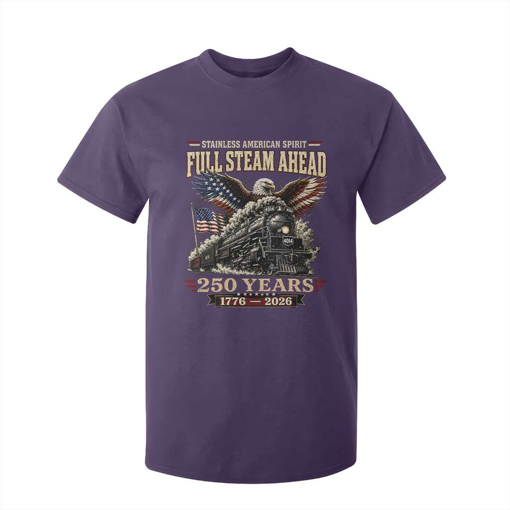 Full Steam Ahead Patriotic Bald Eagle T Shirt For Kid Vintage Stainless American Spirit Steam Locomotive Heritage