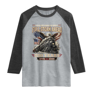 Full Steam Ahead Patriotic Bald Eagle Raglan Shirt Vintage Stainless American Spirit Steam Locomotive Heritage