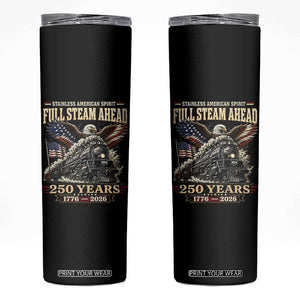 Full Steam Ahead Patriotic Bald Eagle Skinny Tumbler Vintage Stainless American Spirit Steam Locomotive Heritage TS02 Black Print Your Wear