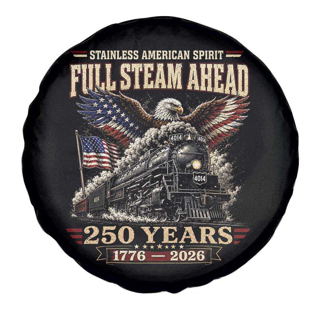 Full Steam Ahead Patriotic Bald Eagle Spare Tire Cover Vintage Stainless American Spirit Steam Locomotive Heritage TS02 Print Your Wear