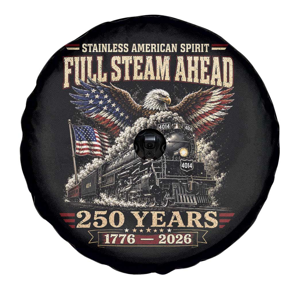 Full Steam Ahead Patriotic Bald Eagle Spare Tire Cover Vintage Stainless American Spirit Steam Locomotive Heritage TS02 Print Your Wear