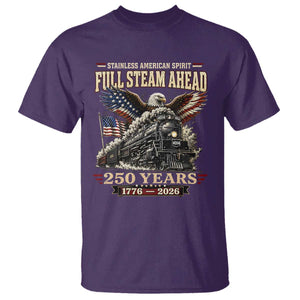 Full Steam Ahead Patriotic Bald Eagle T Shirt Vintage Stainless American Spirit Steam Locomotive Heritage