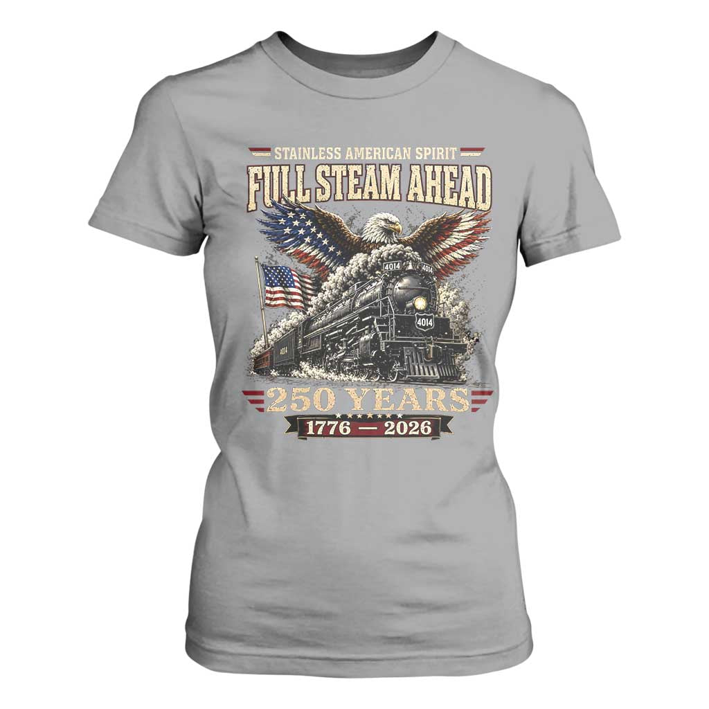 Full Steam Ahead Patriotic Bald Eagle T Shirt For Women Vintage Stainless American Spirit Steam Locomotive Heritage