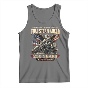 Full Steam Ahead Patriotic Bald Eagle Tank Top Vintage Stainless American Spirit Steam Locomotive Heritage TS02 Black Heather Print Your Wear