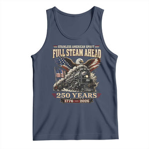 Full Steam Ahead Patriotic Bald Eagle Tank Top Vintage Stainless American Spirit Steam Locomotive Heritage TS02 Navy Print Your Wear