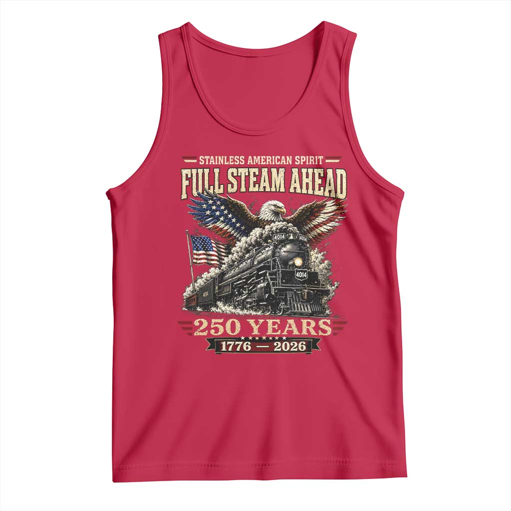 Full Steam Ahead Patriotic Bald Eagle Tank Top Vintage Stainless American Spirit Steam Locomotive Heritage TS02 Red Print Your Wear