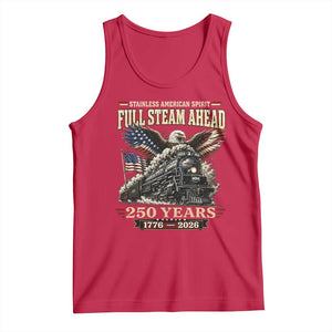 Full Steam Ahead Patriotic Bald Eagle Tank Top Vintage Stainless American Spirit Steam Locomotive Heritage TS02 Red Print Your Wear
