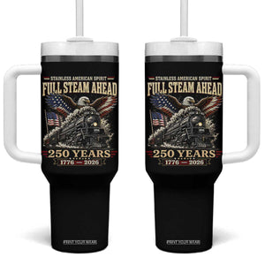 Full Steam Ahead Patriotic Bald Eagle Tumbler With Handle Vintage Stainless American Spirit Steam Locomotive Heritage TS02 One Size: 40 oz Black Print Your Wear