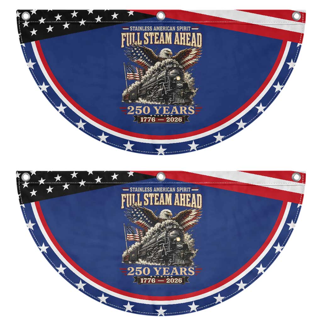 Full Steam Ahead Bald Eagle Patriotic Fan Flag Vintage Stainless American Spirit Steam Locomotive Heritage