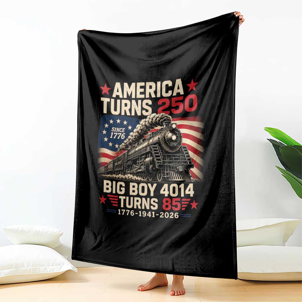 America Turns 250 Steam Locomotive Turns 85 Throw Blanket Vintage Railroad Steam Engine 85th USA 250th Anniversary