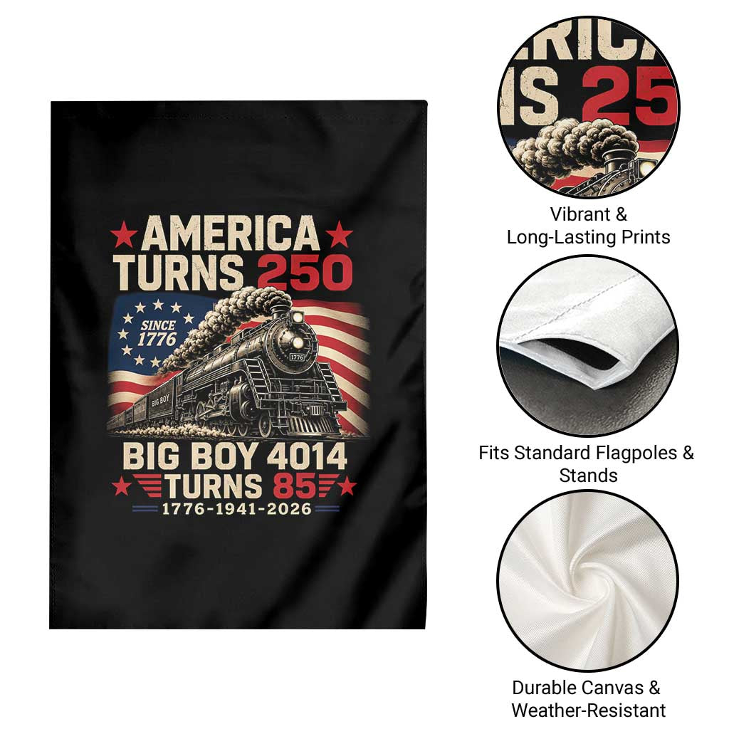 America Turns 250 Steam Locomotive Turns 85 Garden Flag Vintage Railroad Steam Engine 85th USA 250th Anniversary TS02 Print Your Wear