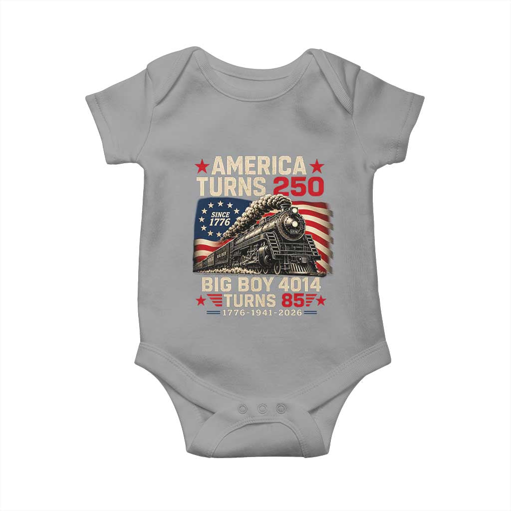 America Turns 250 Steam Locomotive Turns 85 Baby Onesie Vintage Railroad Steam Engine 85th USA 250th Anniversary