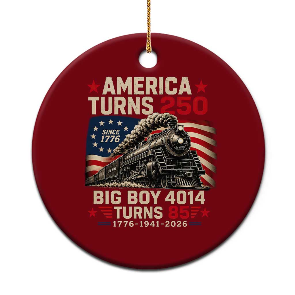 America Turns 250 Steam Locomotive Turns 85 Ceramic Ornament Vintage Railroad Steam Engine 85th USA 250th Anniversary