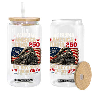 America Turns 250 Steam Locomotive Turns 85 Glass Can Vintage Railroad Steam Engine 85th USA 250th Anniversary TS02 Print Your Wear