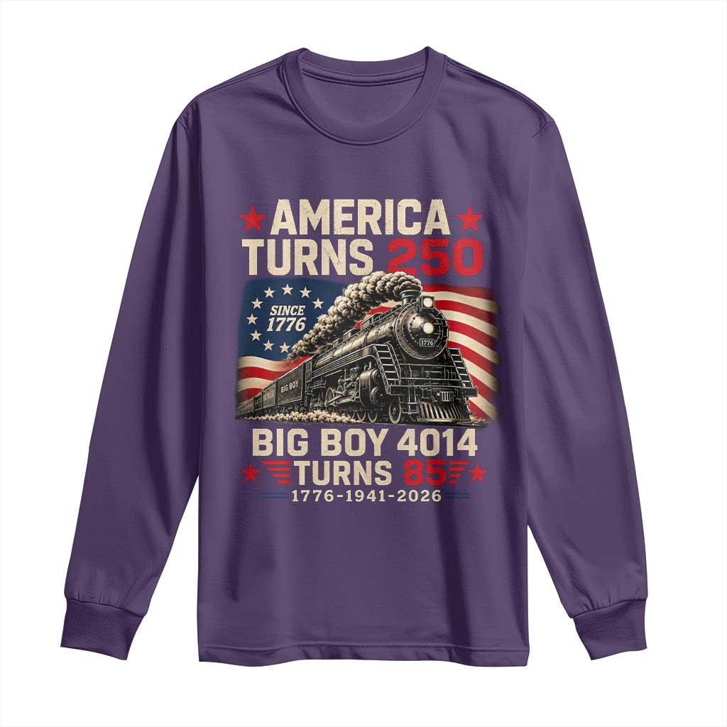 America Turns 250 Steam Locomotive Turns 85 Long Sleeve Shirt Vintage Railroad Steam Engine 85th USA 250th Anniversary