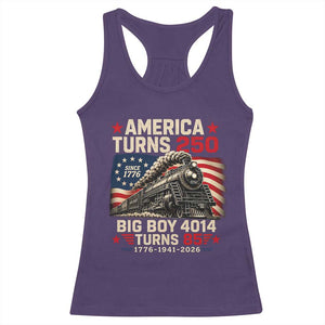 America Turns 250 Steam Locomotive Turns 85 Racerback Tank Top Vintage Railroad Steam Engine 85th USA 250th Anniversary