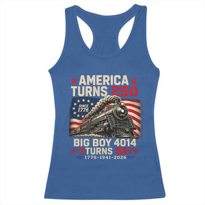 America Turns 250 Steam Locomotive Turns 85 Racerback Tank Top Vintage Railroad Steam Engine 85th USA 250th Anniversary