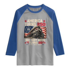 America Turns 250 Steam Locomotive Turns 85 Raglan Shirt Vintage Railroad Steam Engine 85th USA 250th Anniversary