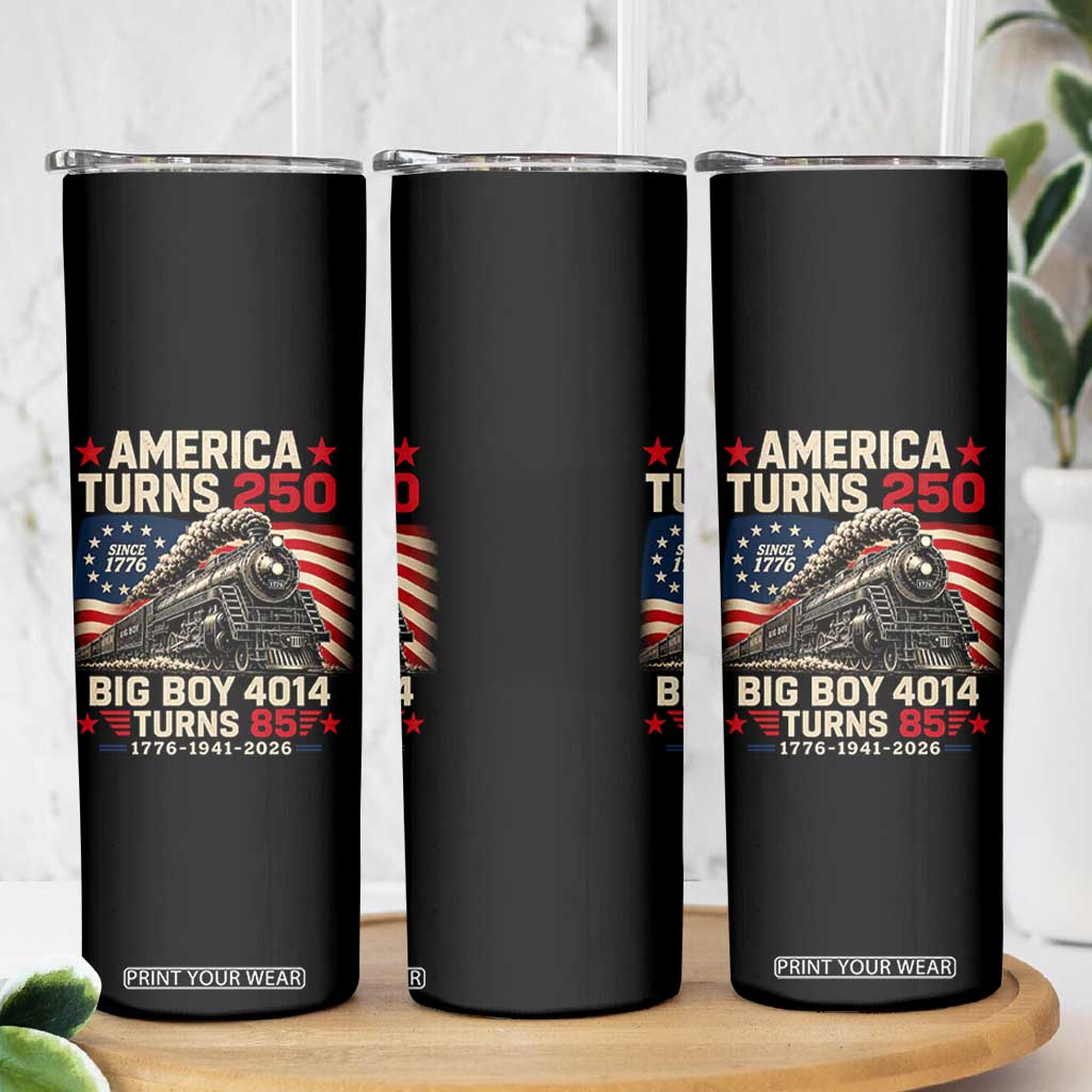 America Turns 250 Steam Locomotive Turns 85 Skinny Tumbler Vintage Railroad Steam Engine 85th USA 250th Anniversary TS02 Print Your Wear