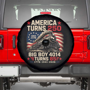 America Turns 250 Steam Locomotive Turns 85 Spare Tire Cover Vintage Railroad Steam Engine 85th USA 250th Anniversary TS02 Black Print Your Wear