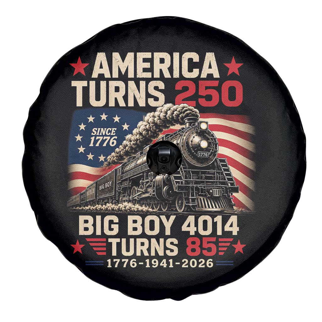 America Turns 250 Steam Locomotive Turns 85 Spare Tire Cover Vintage Railroad Steam Engine 85th USA 250th Anniversary TS02 Print Your Wear