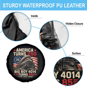 America Turns 250 Steam Locomotive Turns 85 Spare Tire Cover Vintage Railroad Steam Engine 85th USA 250th Anniversary TS02 Print Your Wear