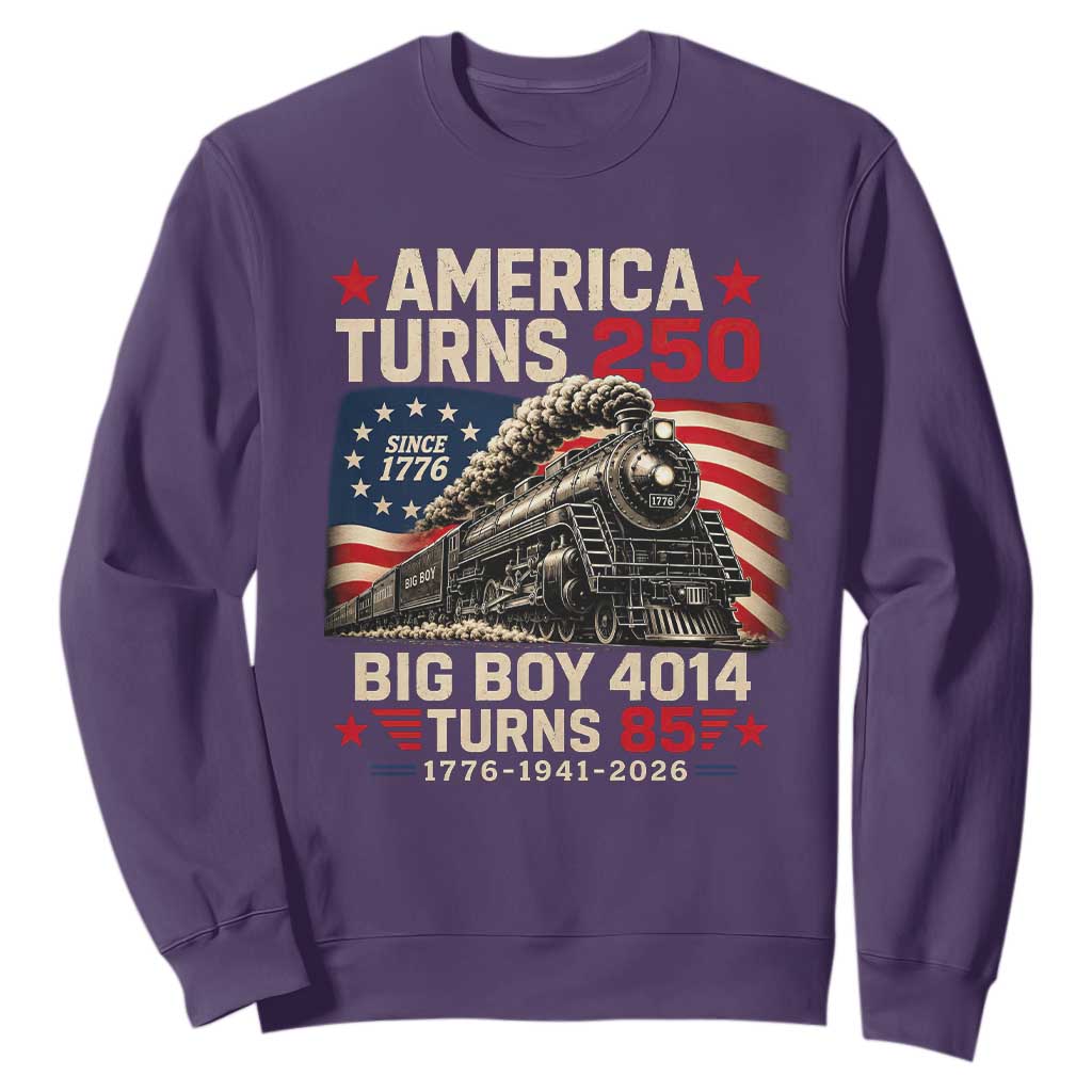 America Turns 250 Steam Locomotive Turns 85 Sweatshirt Vintage Railroad Steam Engine 85th USA 250th Anniversary
