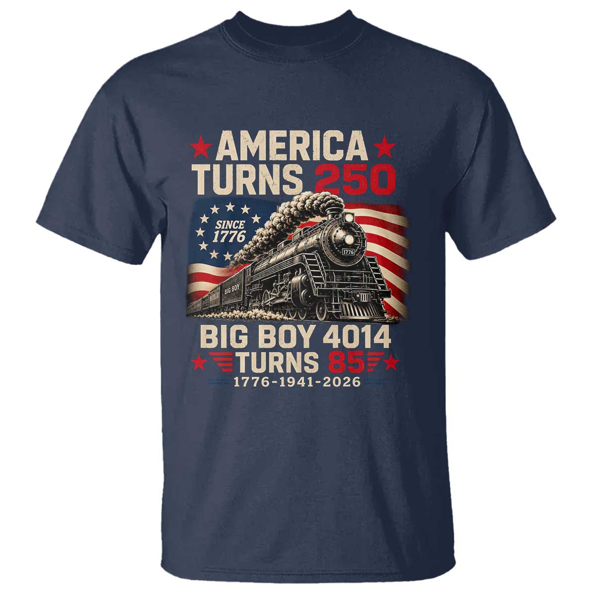 America Turns 250 Steam Locomotive Turns 85 T Shirt Vintage Railroad Steam Engine 85th USA 250th Anniversary