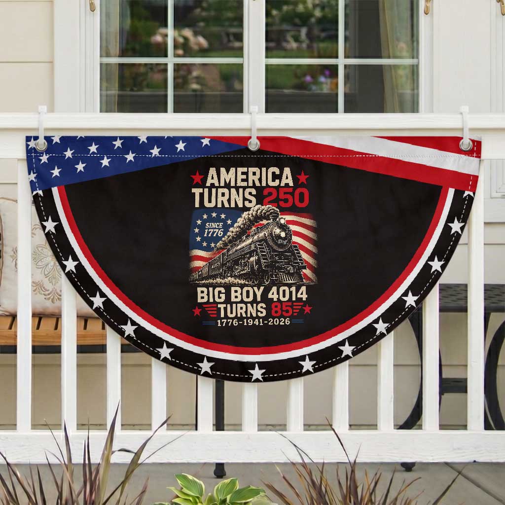 America Turns 250 Steam Locomotive Turns 85 Patriotic Fan Flag Vintage Railroad Steam Engine 85th USA 250th Anniversary