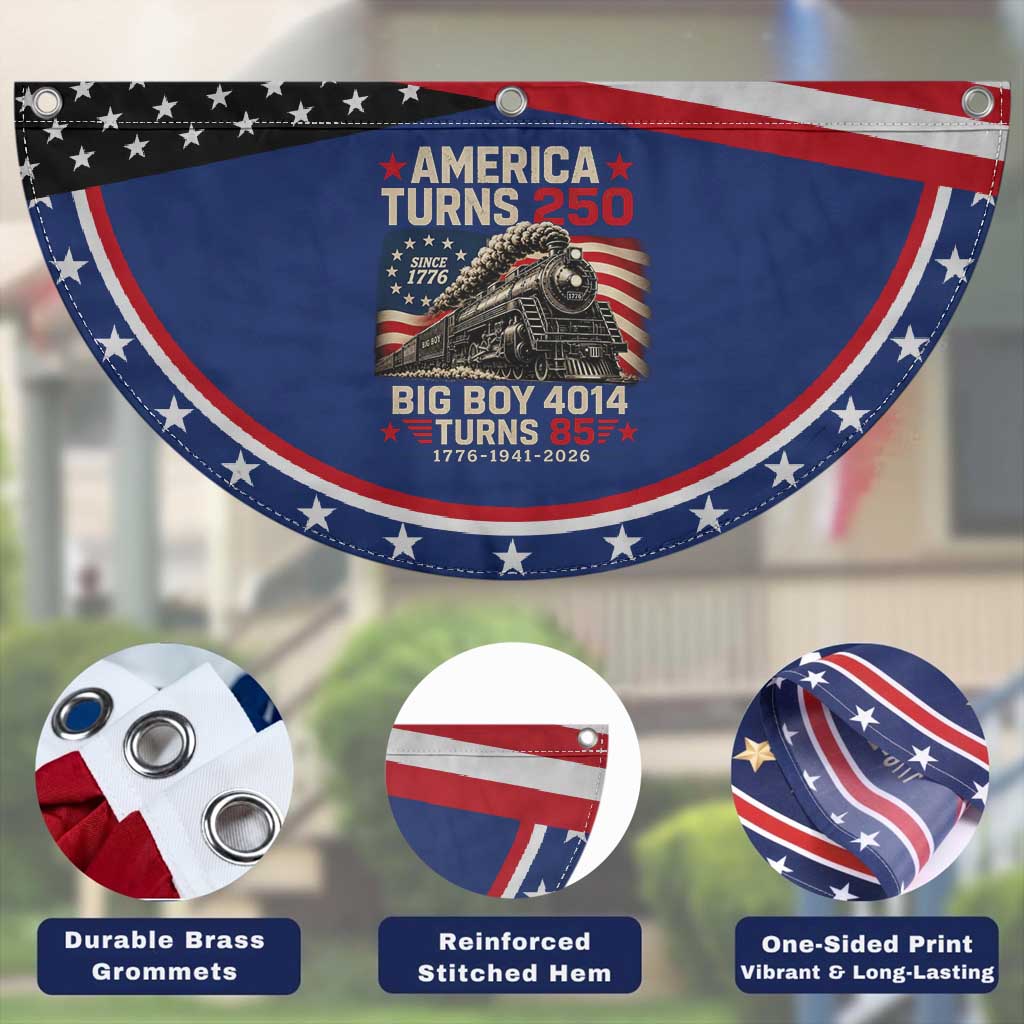 America Turns 250 Steam Locomotive Turns 85 Patriotic Fan Flag Vintage Railroad Steam Engine 85th USA 250th Anniversary