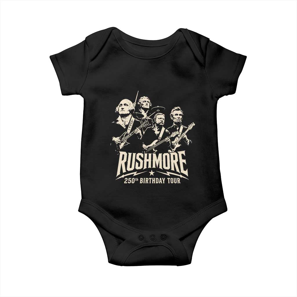 Rushmore 250th Birthday Tour Band Baby Onesie Presidents Rock Concert Historical Collages TS02 Black Print Your Wear