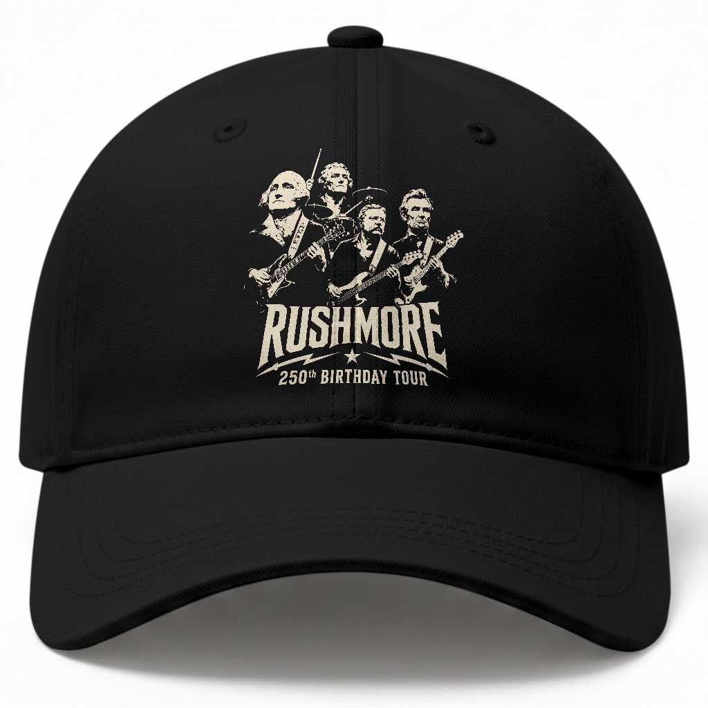 Rushmore 250th Birthday Tour Band Baseball Cap Presidents Rock Concert Historical Collages