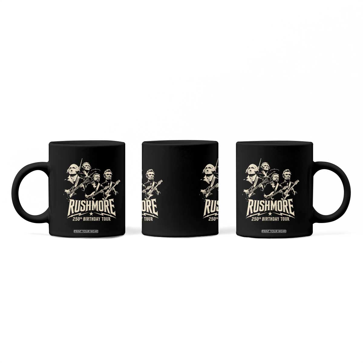 Rushmore 250th Birthday Tour Band Coffee Mug Presidents Rock Concert Historical Collages