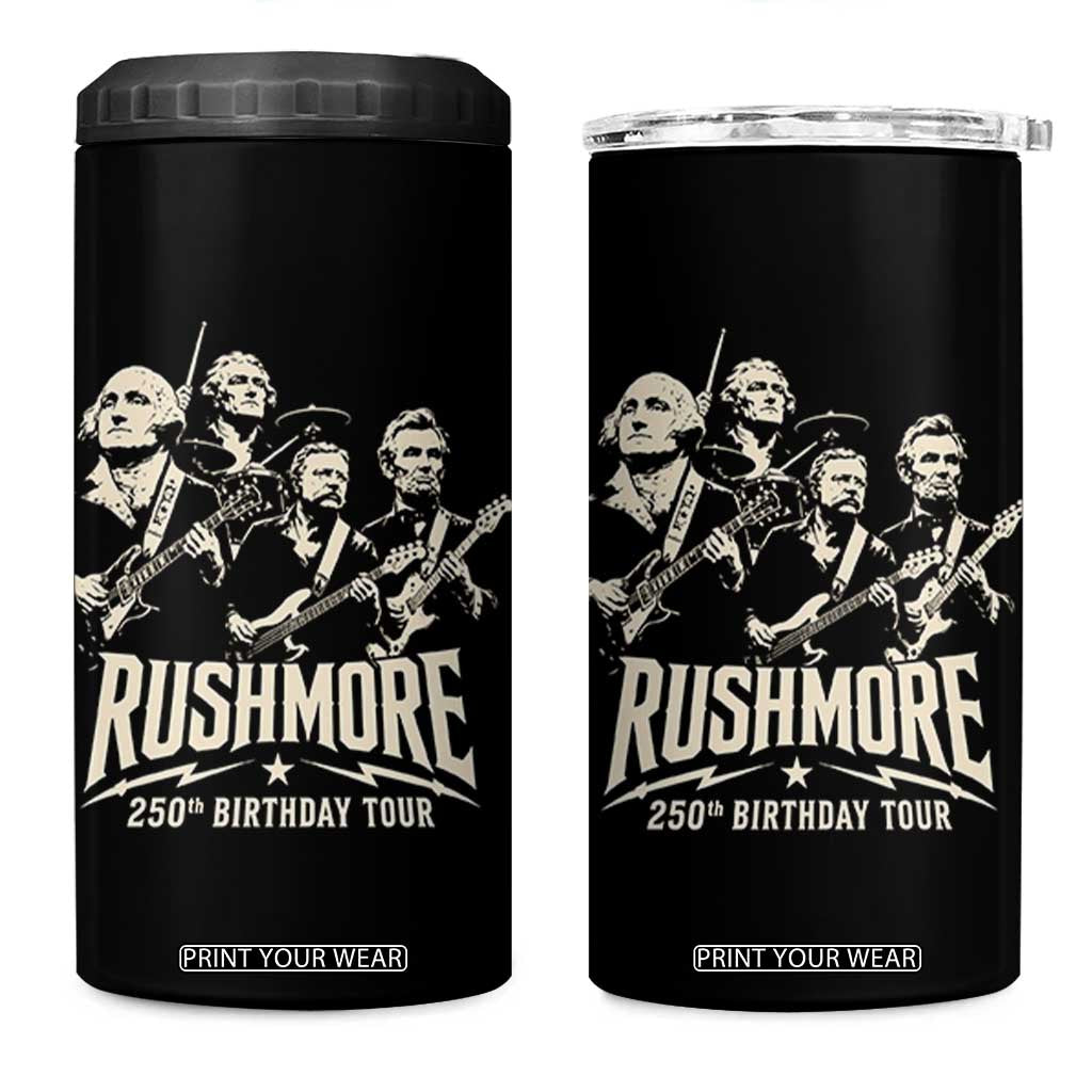 Rushmore 250th Birthday Tour Band 4 in 1 Can Cooler Tumbler Presidents Rock Concert Historical Collages