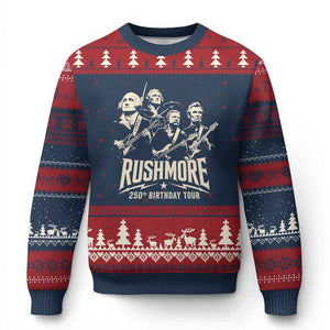 Rushmore 250th Birthday Tour Band Ugly Christmas Sweater Presidents Rock Concert Historical Collages